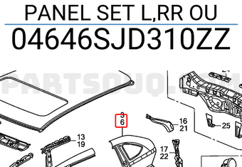 Honda 04646SJD310ZZ PANEL SET L,RR OU