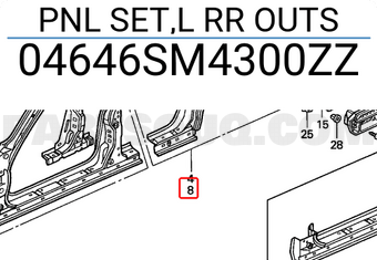 Honda 04646SM4300ZZ PNL SET,L RR OUTS