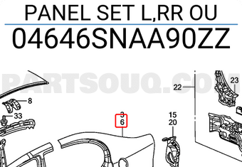 Honda 04646SNAA90ZZ PANEL SET L,RR OU