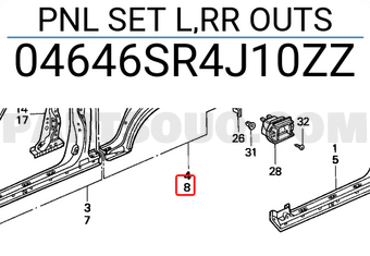 Honda 04646SR4J10ZZ PNL SET L,RR OUTS