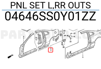 Honda 04646SS0Y01ZZ PNL SET L,RR OUTS