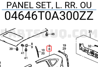 Honda 04646T0A300ZZ PANEL SET, L. RR. OU