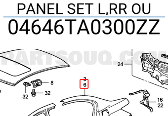 Honda 04646TA0300ZZ PANEL SET L,RR OU