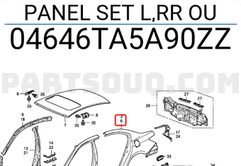 Honda 04646TA5A90ZZ PANEL SET L,RR OU