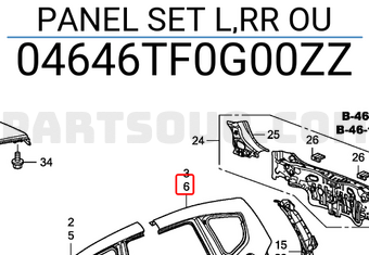 Honda 04646TF0G00ZZ PANEL SET L,RR OU