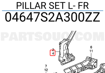 Honda 04647S2A300ZZ PILLAR SET L- FR