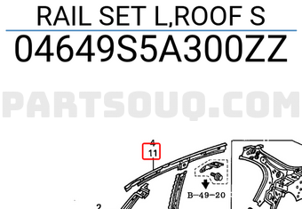 Honda 04649S5A300ZZ RAIL SET L,ROOF S