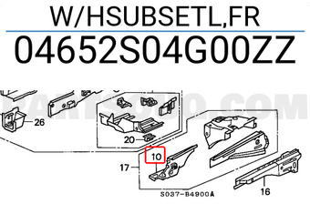 Honda 04652S04G00ZZ W/HSUBSETL,FR