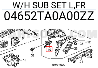 Honda 04652TA0A00ZZ W/H SUB SET L,FR