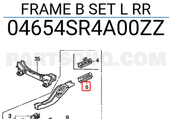 Honda 04654SR4A00ZZ FRAME B SET L RR