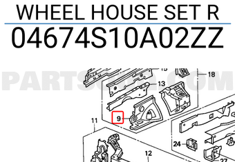 Honda 04674S10A02ZZ WHEEL HOUSE SET R