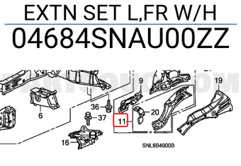 Honda 04684SNAU00ZZ EXTN SET L,FR W/H