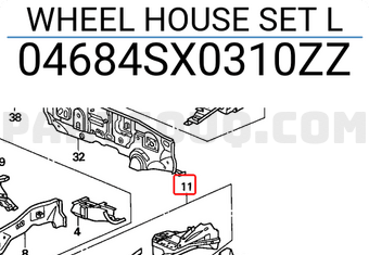 Honda 04684SX0310ZZ WHEEL HOUSE SET L