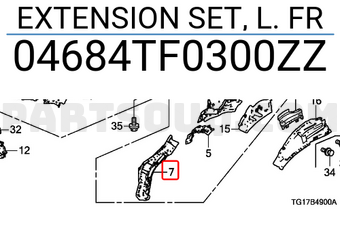 Honda 04684TF0300ZZ EXTENSION SET, L. FR