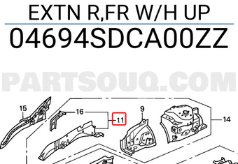 Honda 04694SDCA00ZZ EXTN R,FR W/H UP