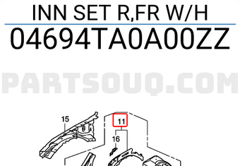Honda 04694TA0A00ZZ INN SET R,FR W/H