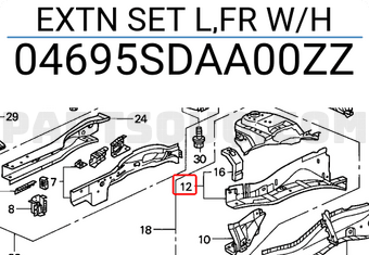 Honda 04695SDAA00ZZ EXTN SET L,FR W/H