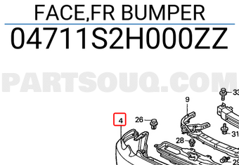 Honda 04711S2H000ZZ FACE,FR BUMPER