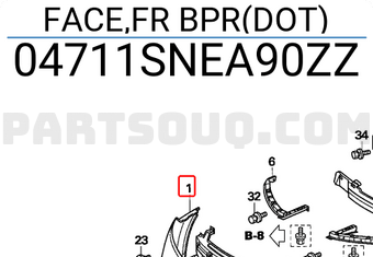 Honda 04711SNEA90ZZ FACE,FR BPR(DOT)