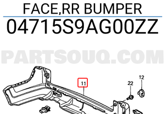Honda 04715S9AG00ZZ FACE,RR BUMPER