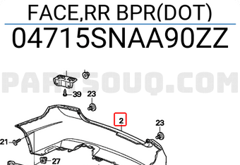 Honda 04715SNAA90ZZ FACE,RR BPR(DOT)