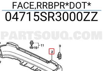 Honda 04715SR3000ZZ FACE,RRBPR*DOT*