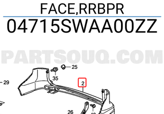Honda 04715SWAA00ZZ FACE,RRBPR