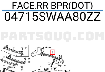 Honda 04715SWAA80ZZ FACE,RR BPR(DOT)