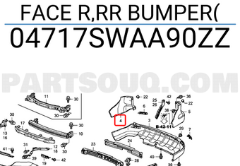 Honda 04717SWAA90ZZ FACE R,RR BUMPER