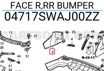 Honda 04717SWAJ00ZZ FACE R,RR BUMPER