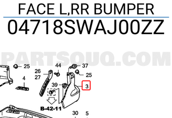Honda 04718SWAJ00ZZ FACE L,RR BUMPER