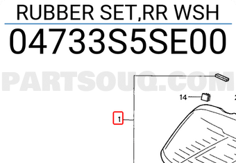 Honda 04733S5SE00 RUBBER SET,RR WSH