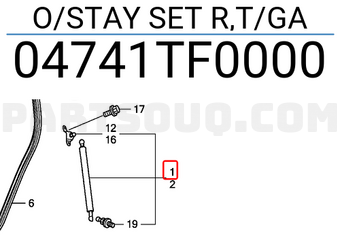 Honda 04741TF0000 O/STAY SET R,T/GA