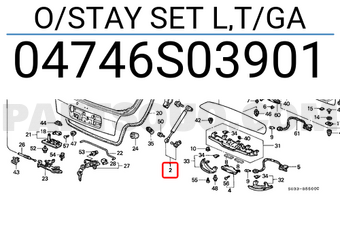 Honda 04746S03901 O/STAY SET L,T/GA
