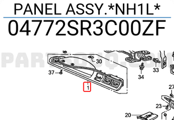 Honda 04772SR3C00ZF PANEL ASSY.*NH1L*