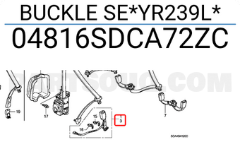 Honda 04816SDCA72ZC BUCKLE SE*YR239L*