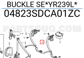 Honda 04823SDCA01ZC BUCKLE SE*YR239L*
