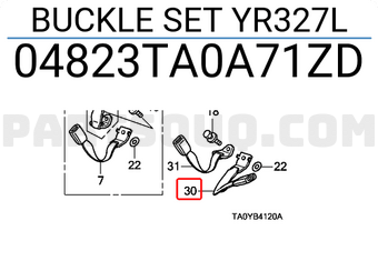Honda 04823TA0A71ZD BUCKLE SET YR327L