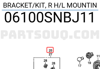 Honda 06100SNBJ11 BRACKET/KIT, R H/L MOUNTIN
