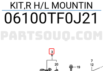 Honda 06100TF0J21 KIT,R H/L MOUNTIN