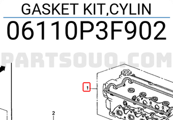 Honda 06110P3F902 GASKET KIT,CYLIN