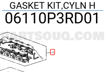 Honda 06110P3RD01 GASKET KIT,CYLN H