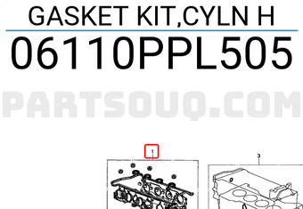 Honda 06110PPL505 GASKET KIT,CYLN H