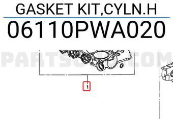 Honda 06110PWA020 GASKET KIT,CYLN.H