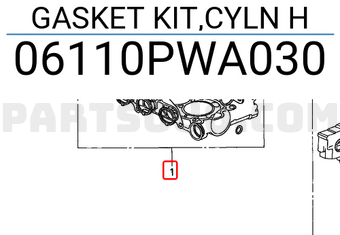 Honda 06110PWA030 GASKET KIT,CYLN H