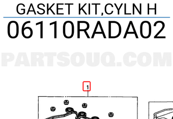 Honda 06110RADA02 GASKET KIT,CYLN H