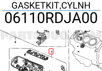 Honda 06110RDJA00 GASKETKIT,CYLNH