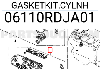Honda 06110RDJA01 GASKETKIT,CYLNH