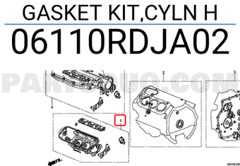 Honda 06110RDJA02 GASKET KIT,CYLN H
