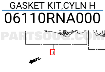 Honda 06110RNA000 GASKET KIT,CYLN H